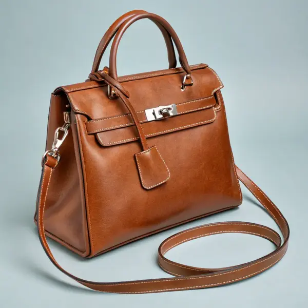 Leather Handbag with African Prints