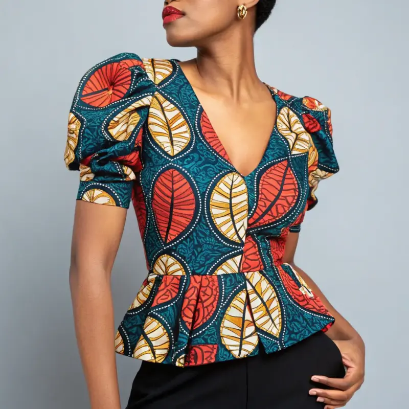 Ankara Linen Blouse